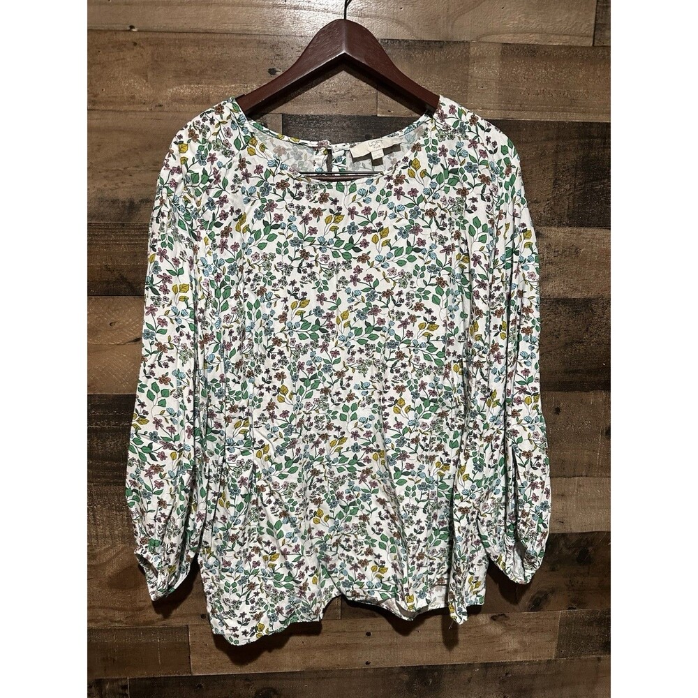 Loft Plus Floral Long Sleeve Top White 24